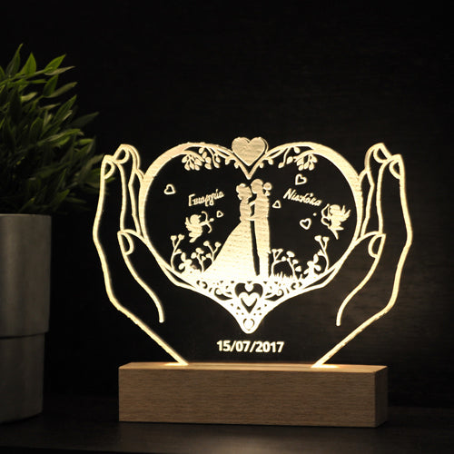 Acrylic Lamp Heart in Hands