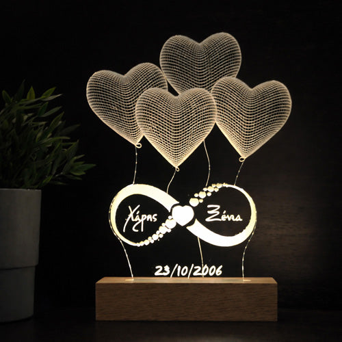 Acrylic Lamp Heart Balloons with Infinity