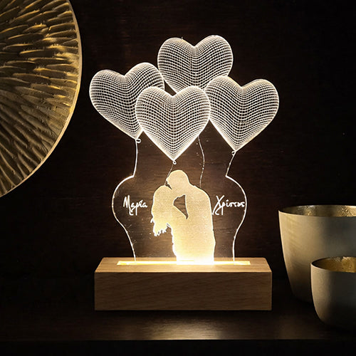 Acrylic Lamp Heart Balloons with couple