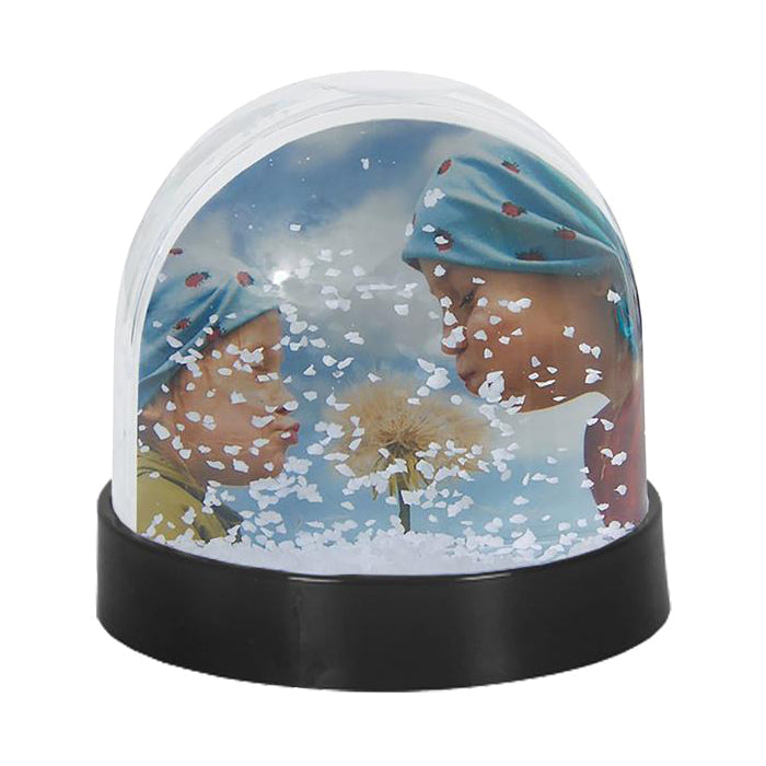 Acrylic Photo Block Globe Black with White Snow
