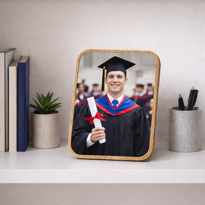 Aluminum Photo Panel 20x15cm with Bamboo Frame