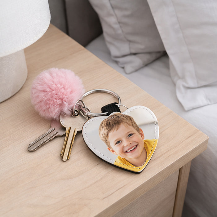 Keyring Leather 1sided Heart