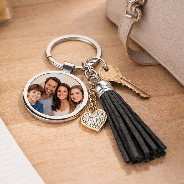 Keyring Metal Round with Tassel