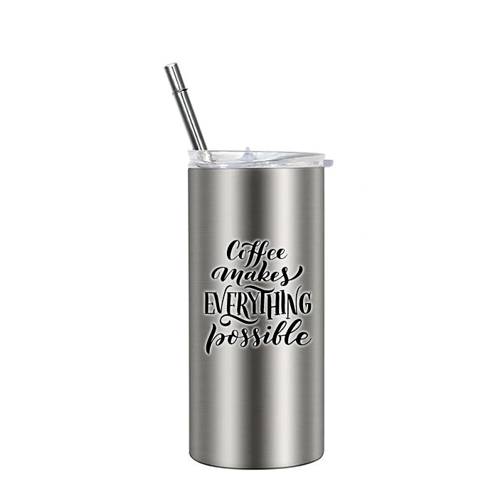 Stainless Steel Skinny Tumbler 16oz Silver