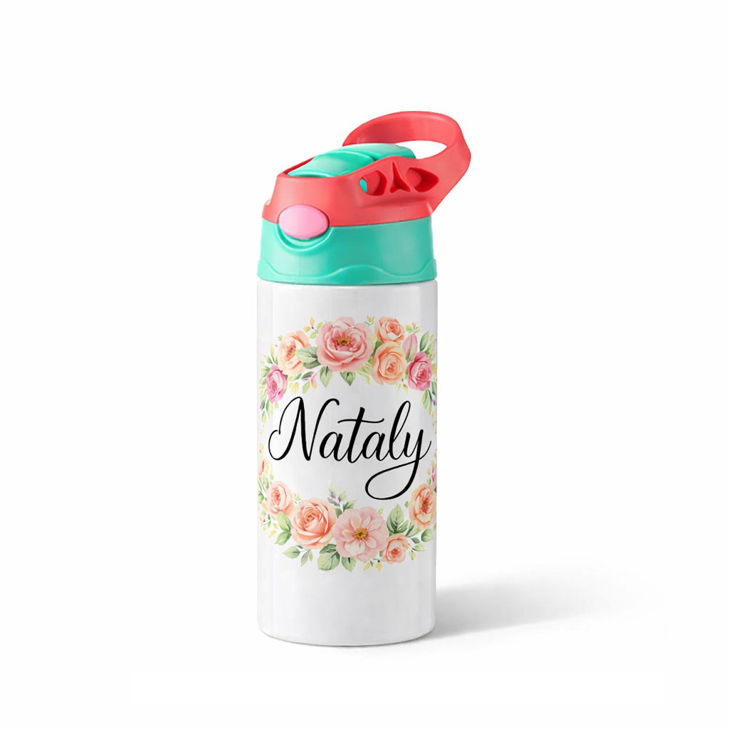 Kid Bottle 360ml Red/Green with Silicon Straw