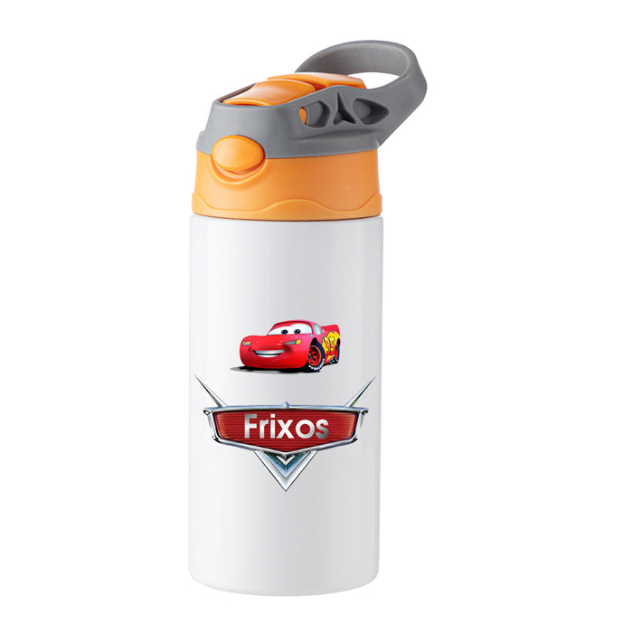 Kid Bottle 360ml Grey/Orange with Silicon Straw